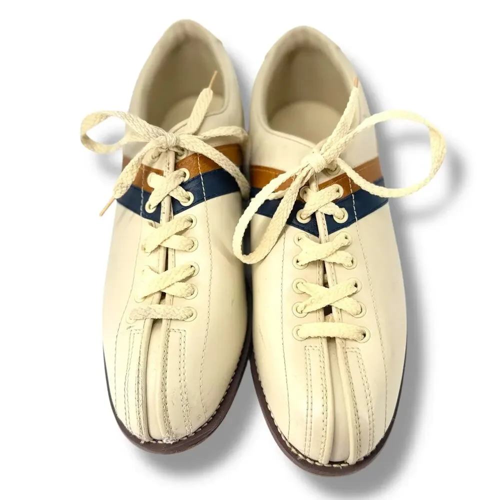 Vintage Striker Split Toe Bone Bowling Shoes Mens Size 9.5 Rockabilly Steampunk